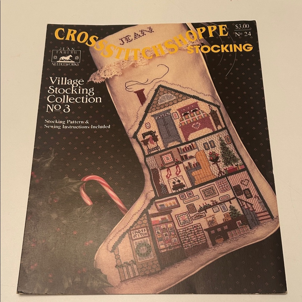 Cross Stitch Shoppe Village Stocking Pattern Vintage